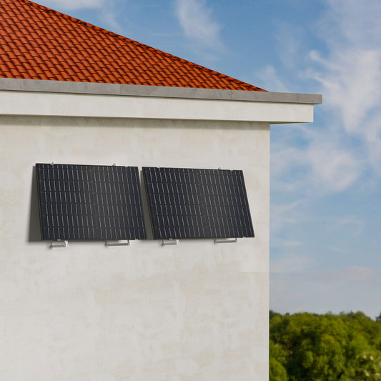 ALLDREI Balkonkraftwerk mit Fassade Halterung an einem Haus montiert