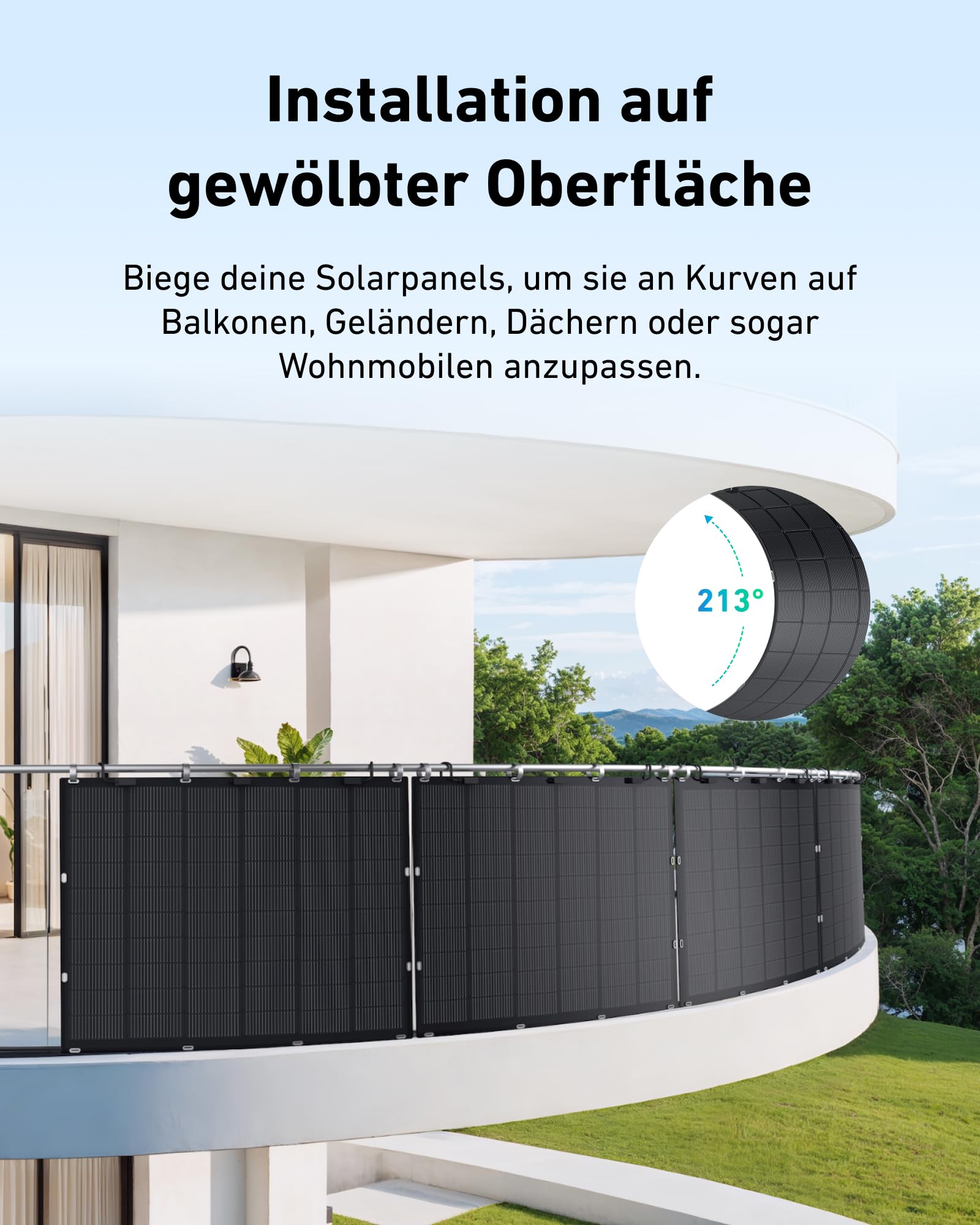 ALLDREI® flexible Solarmodule 2 Stücke - 450W flexibles Solarpanel-Kit, 213°Biegung PV Module mit TOPCon-Tech, 2x225W Wasserdicht Photovoltaik für Wohnmobil, Balkonkraftwerk, Camping, Boot, 0% MwSt.