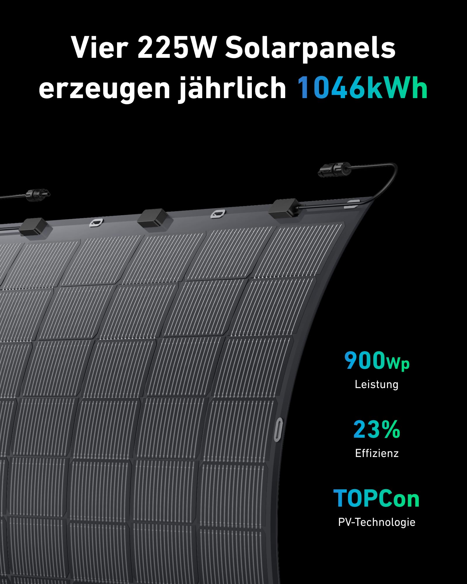 ALLDREI® flexible Solarmodule 2 Stücke - 450W flexibles Solarpanel-Kit, 213°Biegung PV Module mit TOPCon-Tech, 2x225W Wasserdicht Photovoltaik für Wohnmobil, Balkonkraftwerk, Camping, Boot, 0% MwSt.