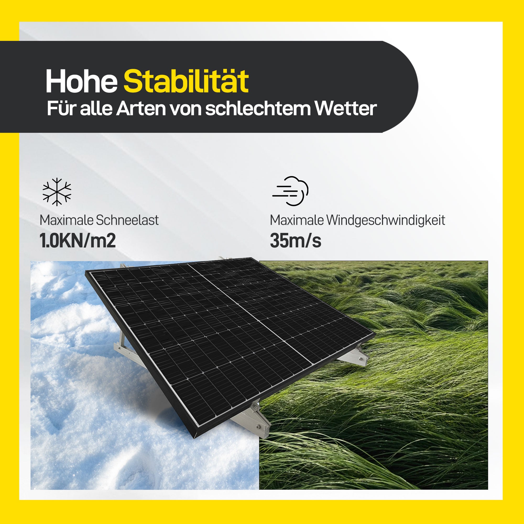 ALLDREI Balkonkraftwerk Halterung Solarmodul Halterung 1300mm, Verstellbar Winkel 10-30°, für Balkone, Garten, Flachdächer und Wände, für die meisten Solarmodule