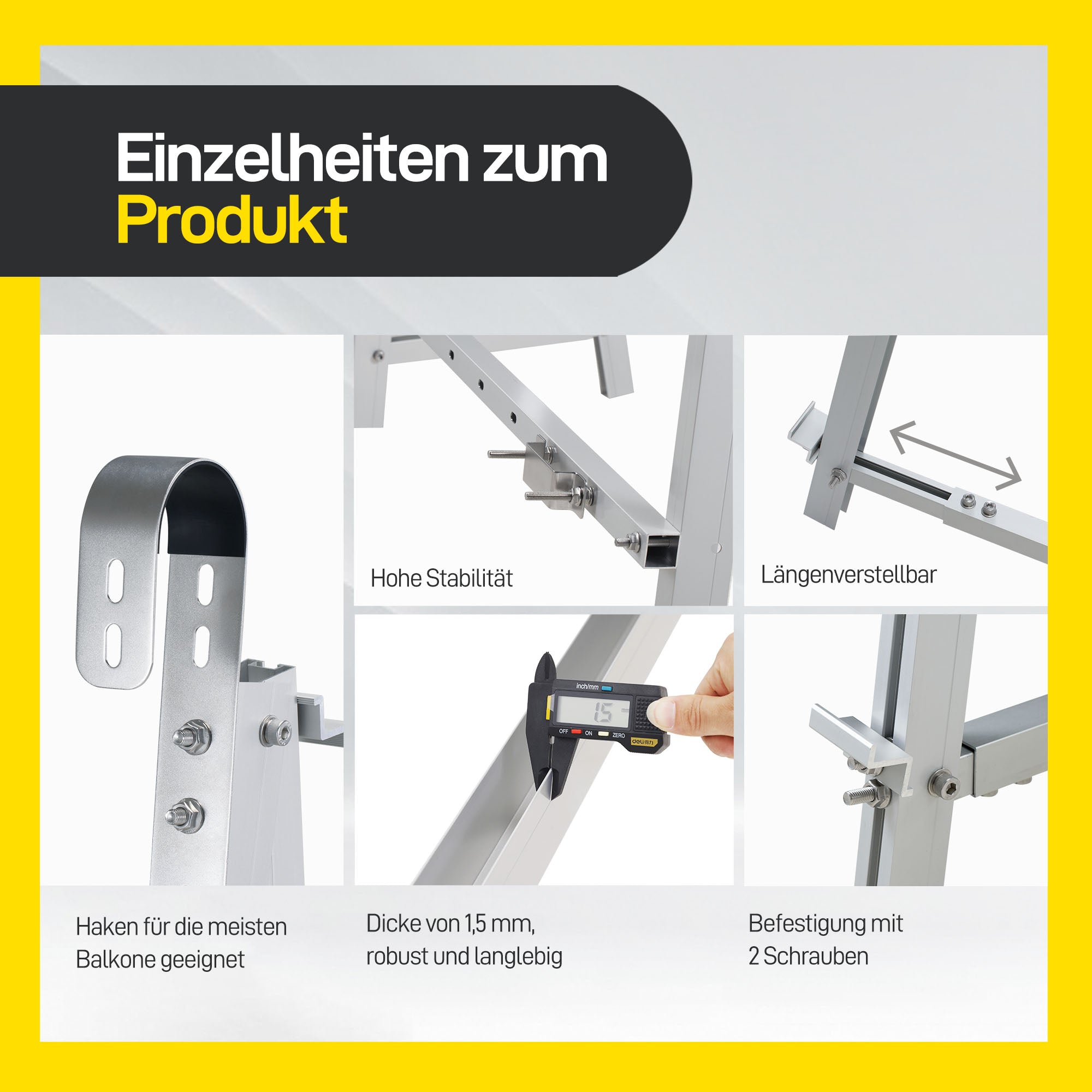 ALLDREI Balkonkraftwerk Solarmodul Halterung