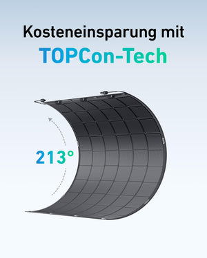 Flexibles Solarmodul 450W mit Anker SolixSolarbank 2 E1600 AC Speicher 1600wh