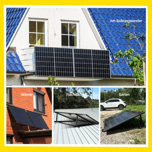 ALLDREI Komplettset Balkonkraftwerk 820W mit 2x400W Solarmodule, AP systems Wechselrichter EZ1-M，5M Kabel
