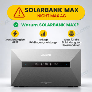 Anker SOLIX Solarbank MAX mit 3 unabhängigen MPPT und 10 kWp PV-Eingangsleistung