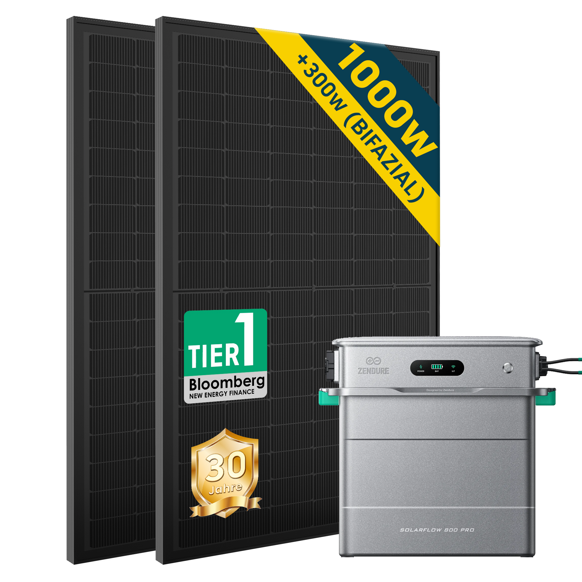 Balkonkraftwerk mit Speicher Zendure SolarFlow 800 Pro  und Solarpanel