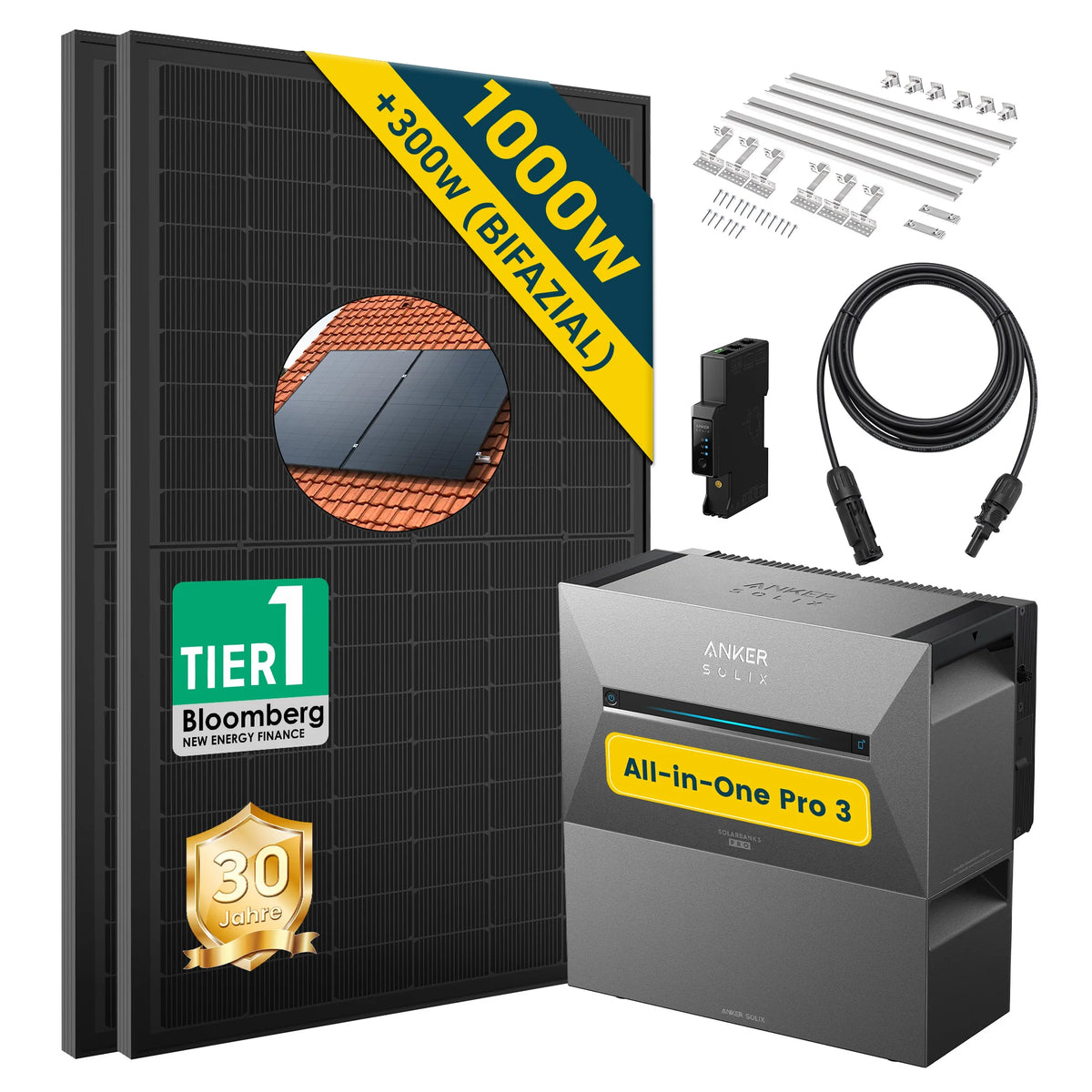 ALLDREI Balkonkraftwerk mit Speicher Anker Solix Solarbank 3 E2700 Pro 2,68kWh