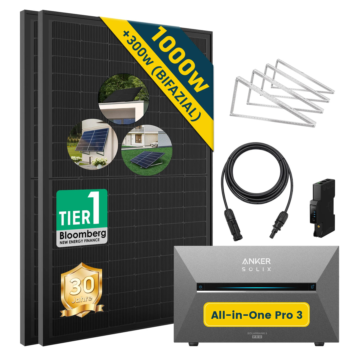 ALLDREI Balkonkraftwerk mit Speicher Anker Solix Solarbank 3 E2700 Pro 2,68kWh