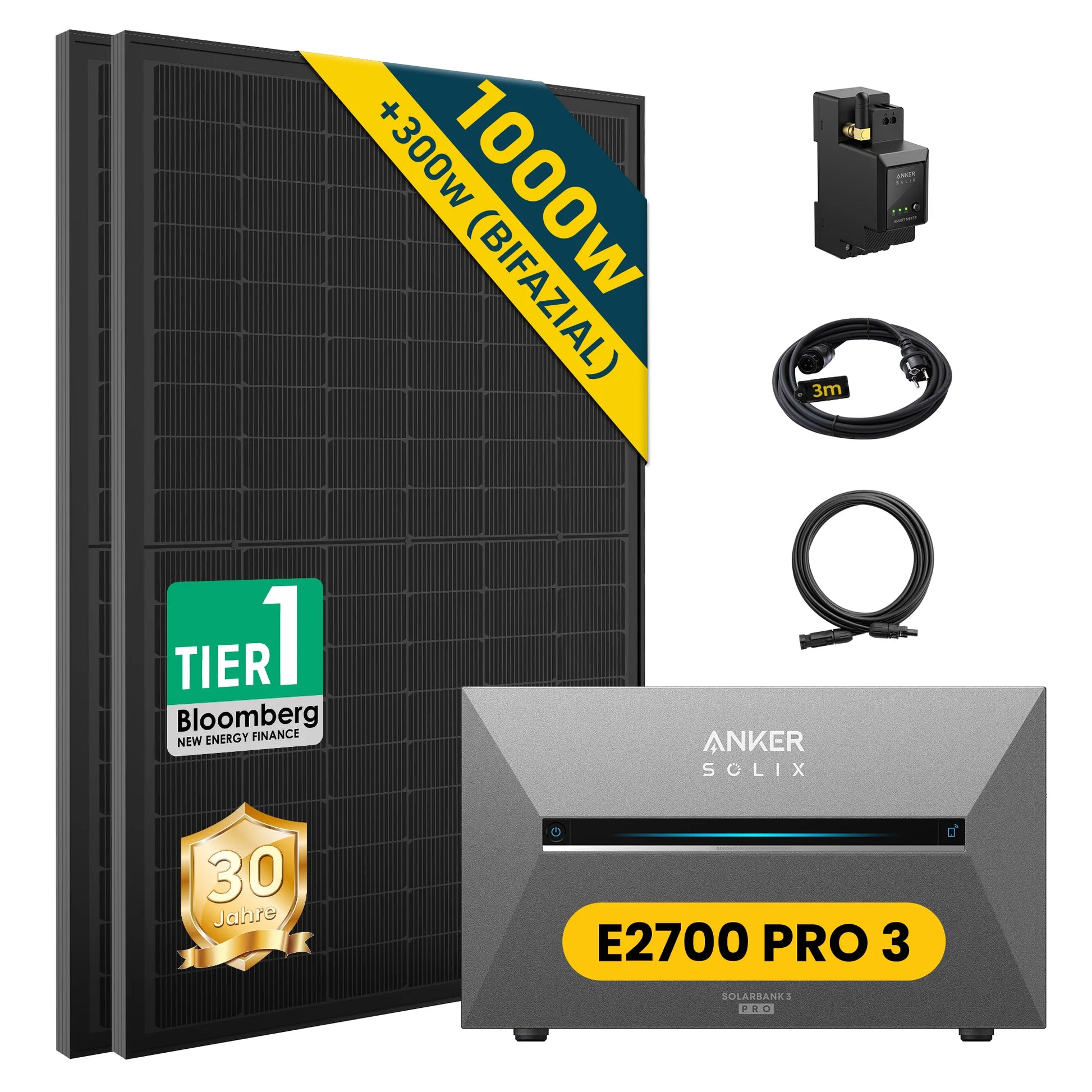 ALLDREI Balkonkraftwerk mit Speicher Anker Solix Solarbank 3 E2700 Pro 2,68kWh