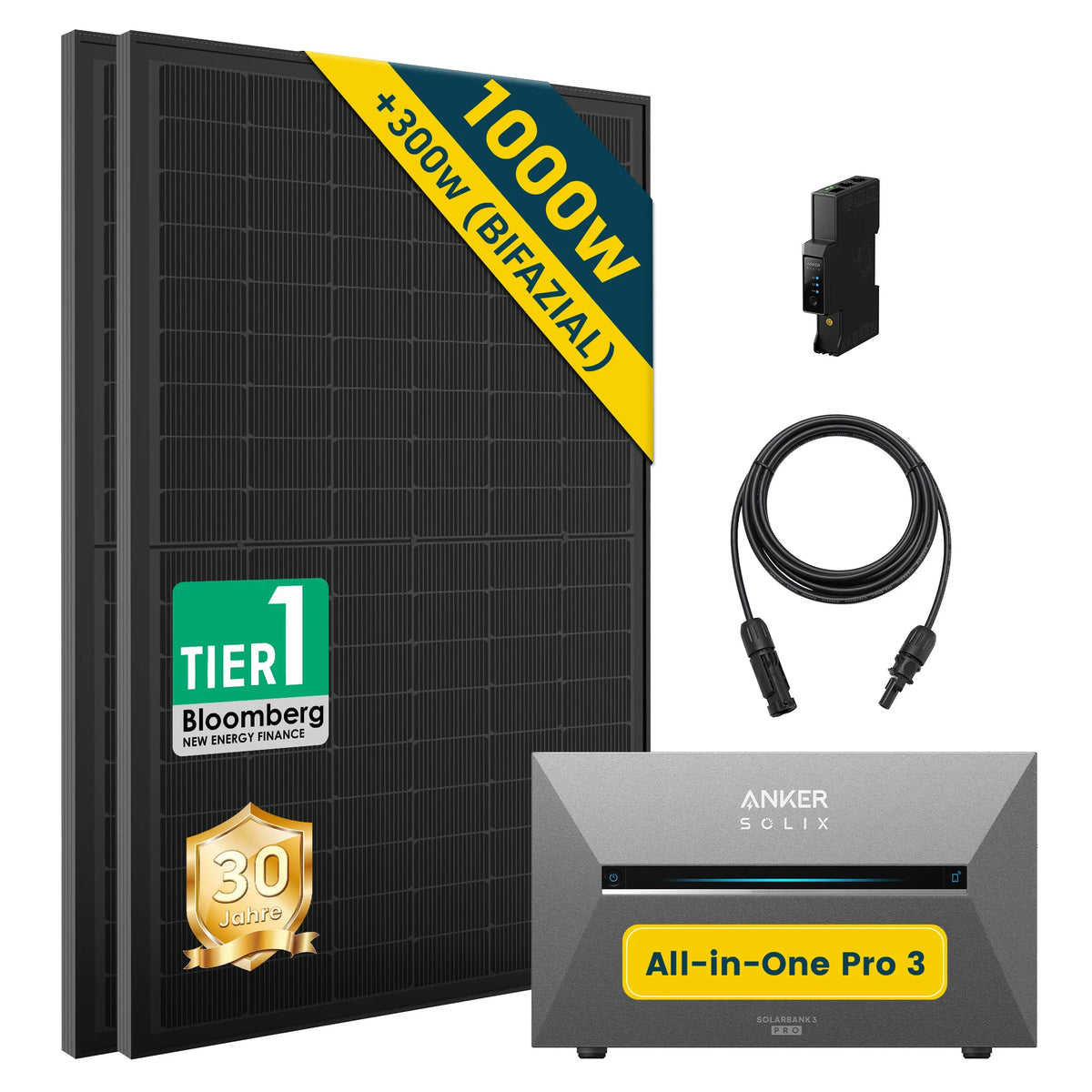 ALLDREI Balkonkraftwerk mit Speicher Anker Solix Solarbank 3 E2700 Pro 2,68kWh