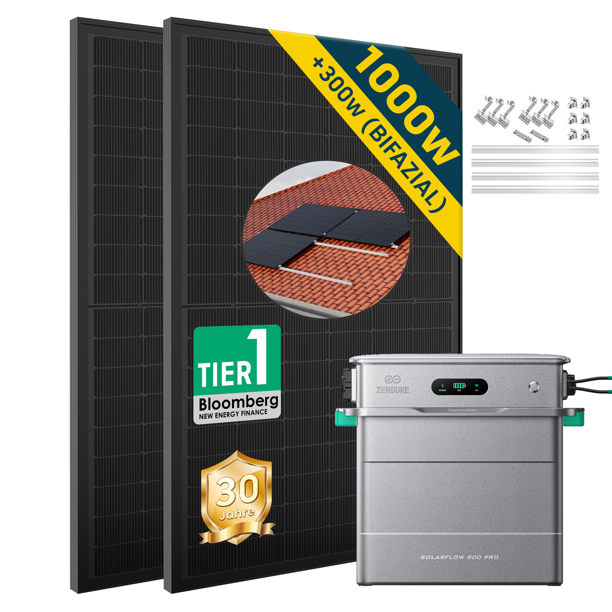 Balkonkraftwerk mit Speicher Zendure SolarFlow 800 Pro  und Solarpanel