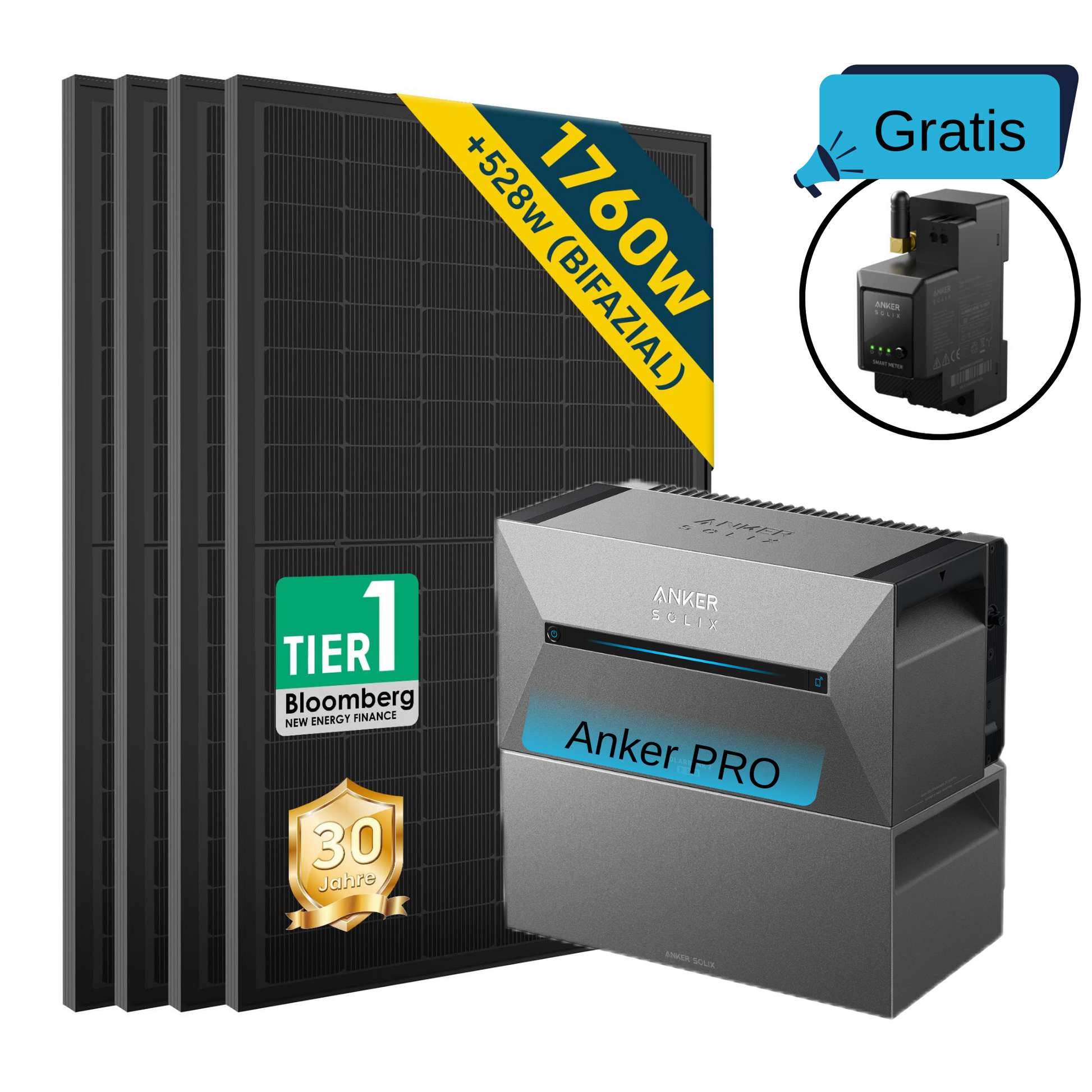 ALLDREI Speicher Anker SOLIX Solarbank 2 E1600 PRO Serie und optionales Balkonkraftwerk