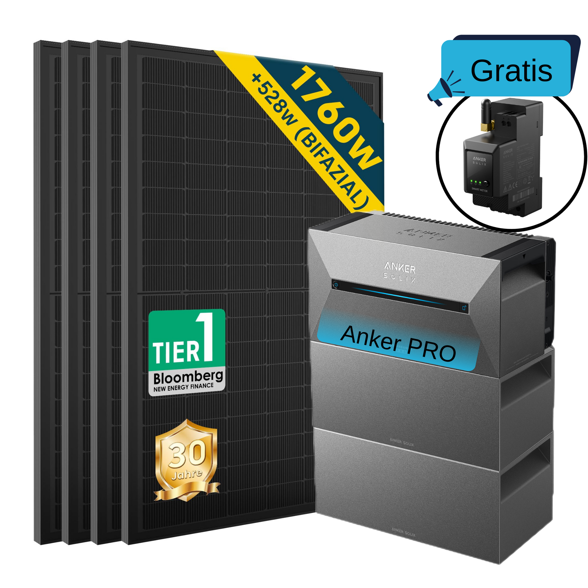 ALLDREI Speicher Anker SOLIX Solarbank 2 E1600 PRO Serie und optionales Balkonkraftwerk