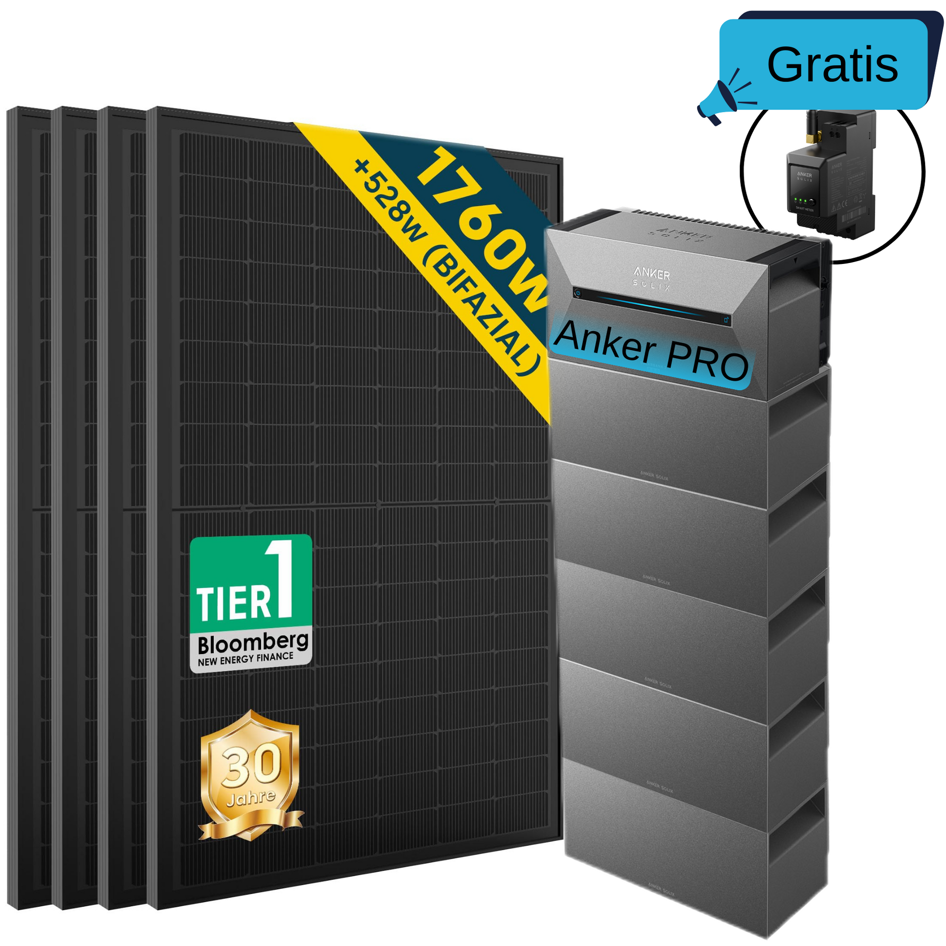 ALLDREI Speicher Anker SOLIX Solarbank 2 E1600 PRO Serie und optionales Balkonkraftwerk