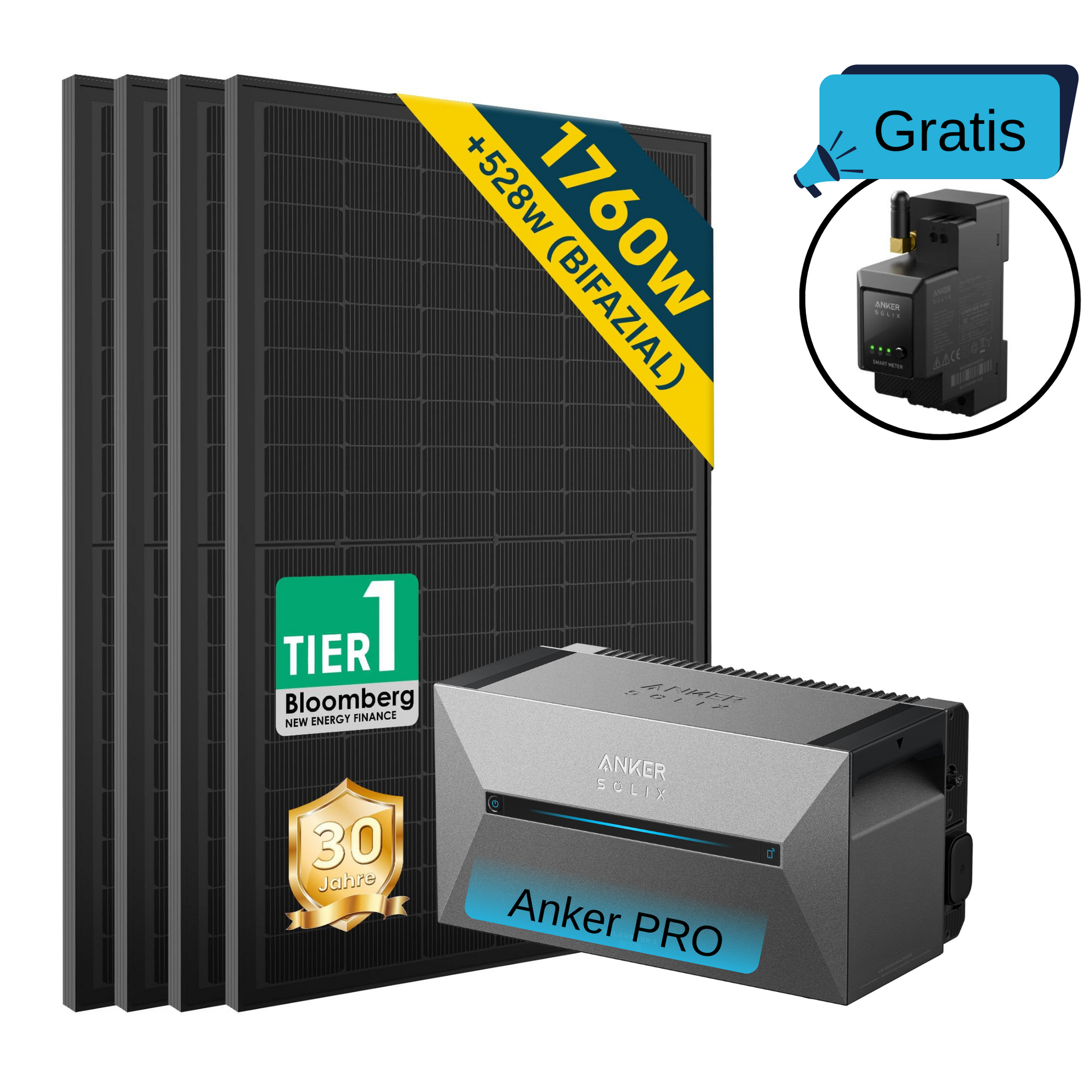 ALLDREI Speicher Anker SOLIX Solarbank 2 E1600 PRO Serie und optionales Balkonkraftwerk