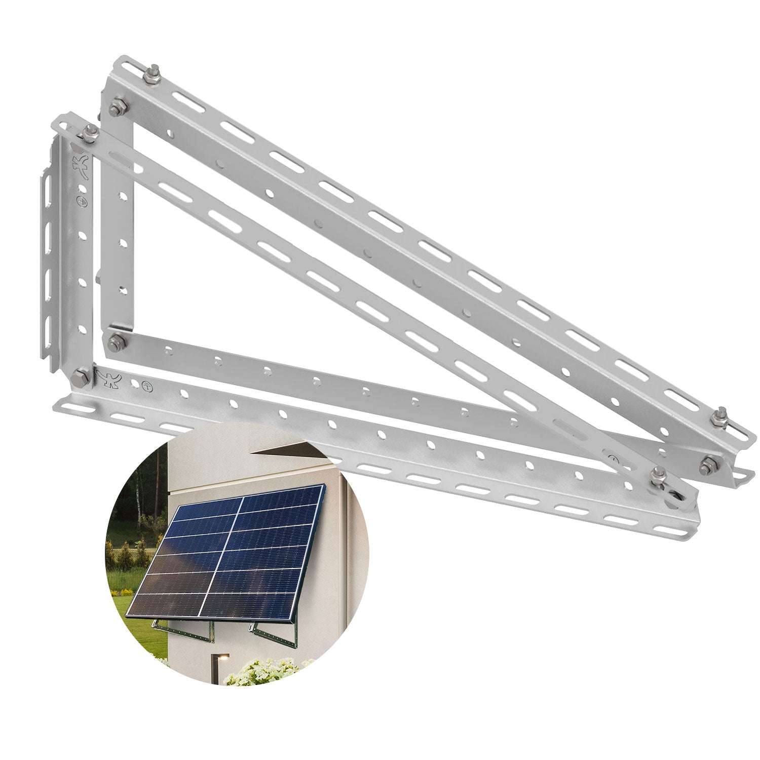 Montageort（Eine Halterung für ein Solarmodul） für einfache Montage von Solarmodulen an Wänden.