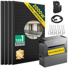 ALLDREI Balkonkraftwerk mit Speicher Anker Solix Solarbank 3 E2700 Pro 2,68kWh with solar panels and accessories