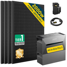 ALLDREI Balkonkraftwerk mit Speicher Anker Solix Solarbank 3 E2700 Pro 2,68kWh mit 2000W Bifazialmodulen und Zubehör