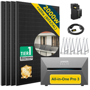 ALLDREI Balkonkraftwerk mit Speicher Anker Solix Solarbank 3 E2700 Pro 2,68kWh