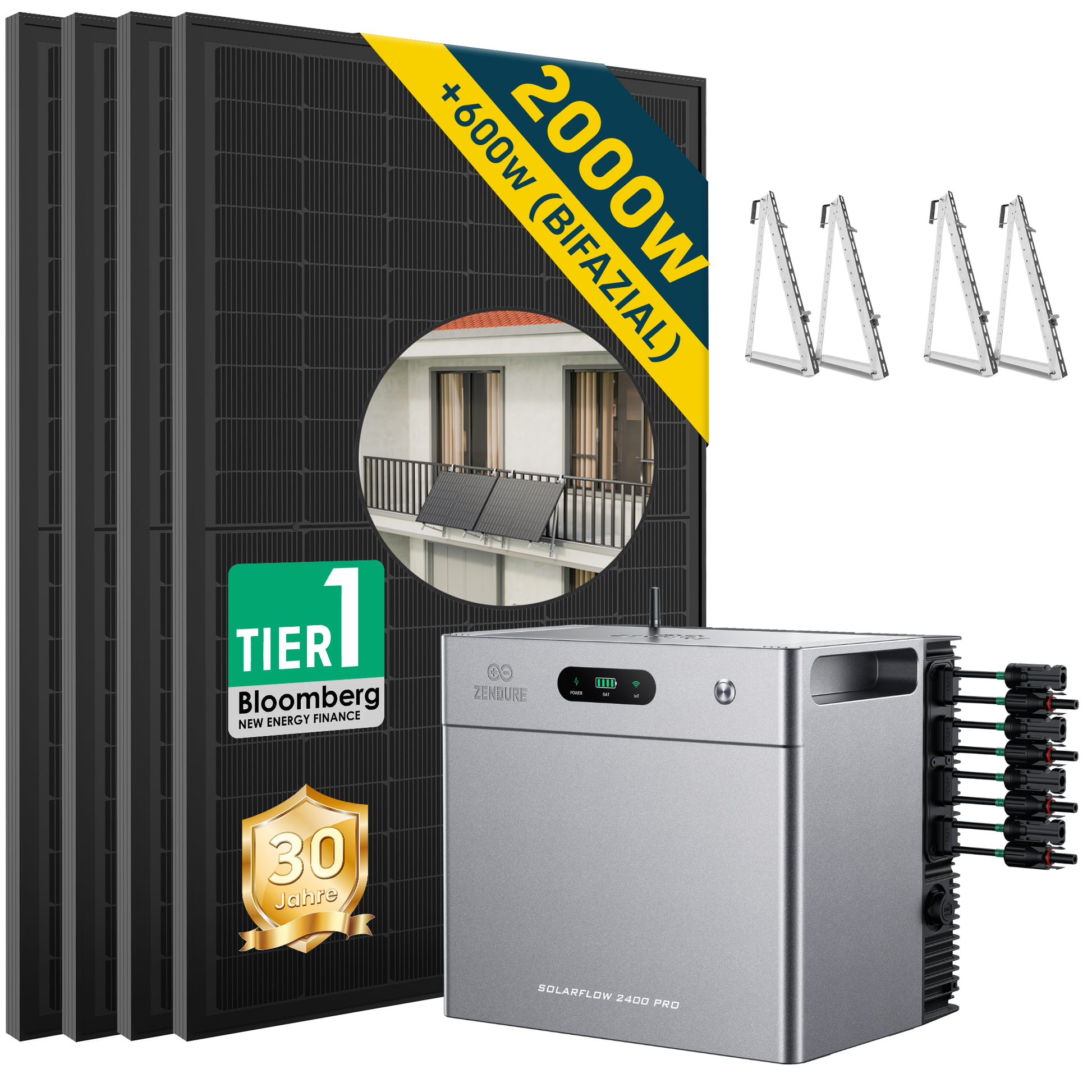 Balkonkraftwerk mit Speicher Zendure SolarFlow 2400 Pro