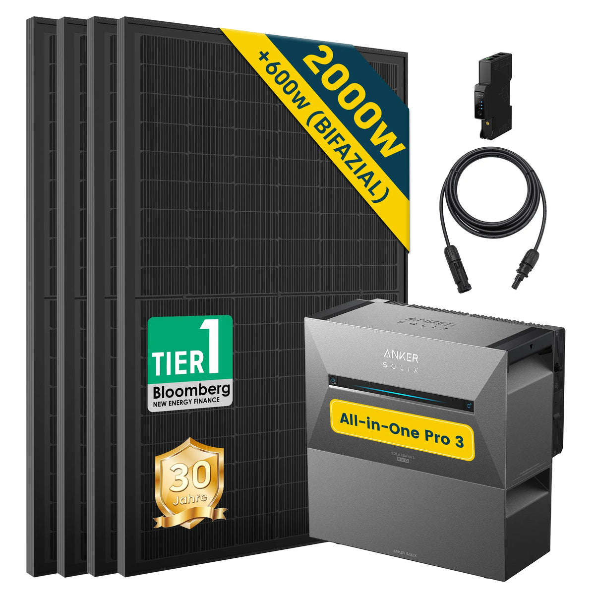 ALLDREI Balkonkraftwerk mit Speicher Anker Solix Solarbank 3 E2700 Pro 2,68kWh