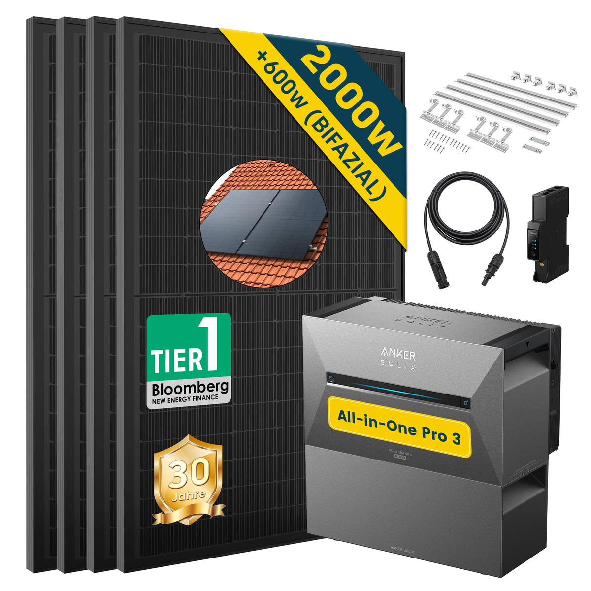ALLDREI Balkonkraftwerk mit Speicher Anker Solix Solarbank 3 E2700 Pro 2,68kWh