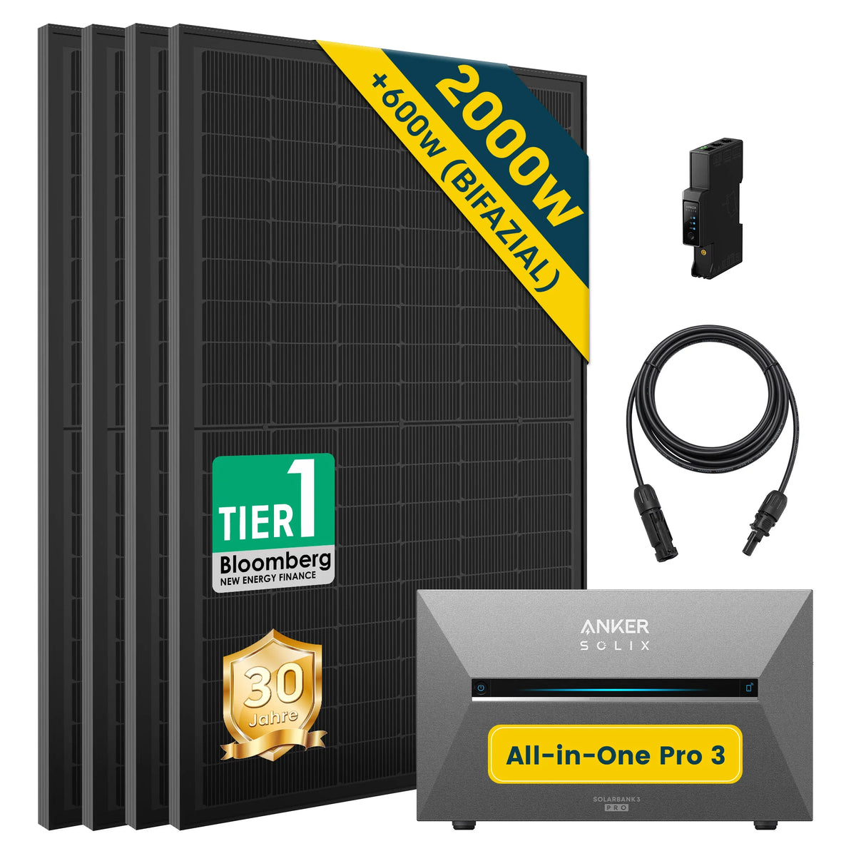 ALLDREI Balkonkraftwerk mit Speicher Anker Solix Solarbank 3 E2700 Pro 2,68kWh