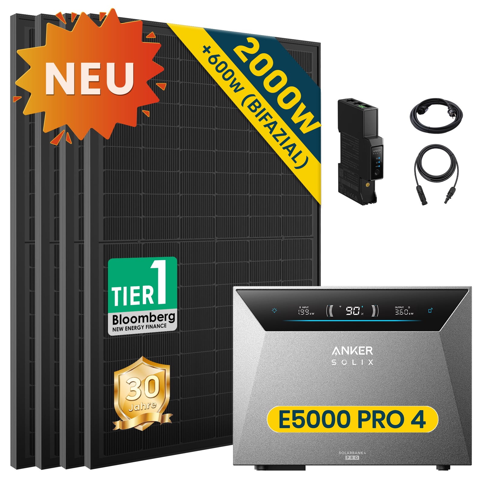 ALLDREI Balkonkraftwerk mit Speicher Anker Solix Solarbank 4 E5000 Pro 5kWh