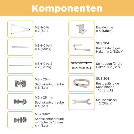 ALLDREI Balkonkraftwerk Halterung Balkon - Solarmodule Halterung verstellbar Winkel 0-40°
