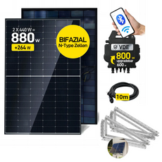 ALLDREI 2x440W Komplettset Balkonkraftwerk, Wechselrichter und Kabel with solar panels and accessories