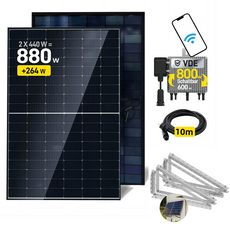 ALLDREI 2x440W Komplettset Balkonkraftwerk, Wechselrichter und Kabel with solar panels and accessories