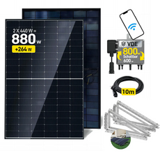 ALLDREI 2x440W Komplettset Balkonkraftwerk, Wechselrichter und Kabel with solar panel, inverter, and cables