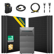 ALLDREI Balkonkraftwerk mit Speicher Anker Solix Solarbank 3 E2700 Pro 2,68kWh with 3000W solar panels and accessories.