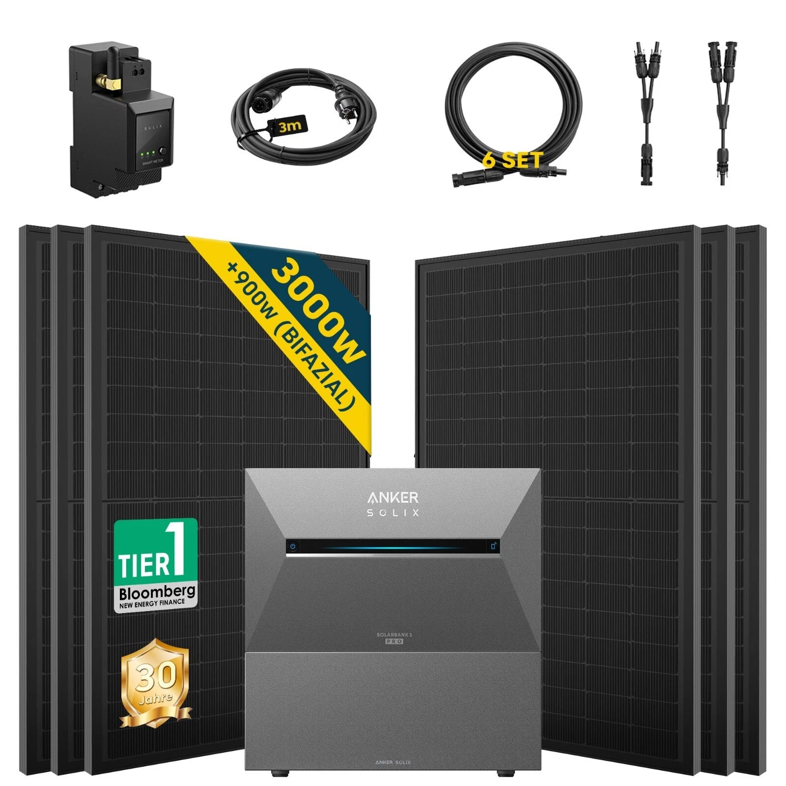 ALLDREI Balkonkraftwerk mit Speicher Anker Solix Solarbank 3 E2700 Pro 2,68kWh