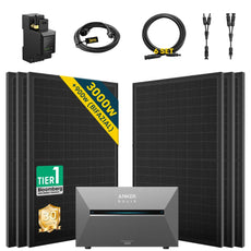 ALLDREI Balkonkraftwerk mit Speicher Anker Solix Solarbank 3 E2700 Pro 2,68kWh mit 3000W Bifazial-Solarmodulen und Zubehör.