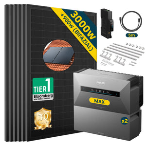 Anker SOLIX Solarbank MAX mit 3000W Solarmodul Set und Zubehör, energieeffiziente Lösung für modernes Wohnen