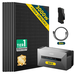 Anker SOLIX Solarbank MAX mit 3000W Solarmodul Set und Zubehör für effiziente Energielösungen