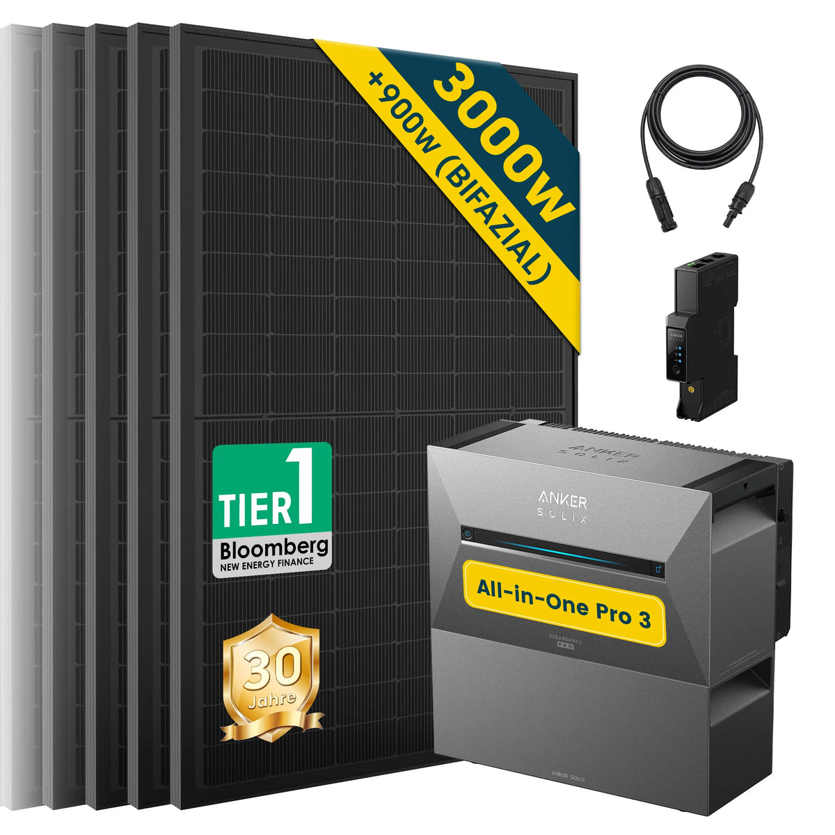 ALLDREI Balkonkraftwerk mit Speicher Anker Solix Solarbank 3 E2700 Pro 2,68kWh
