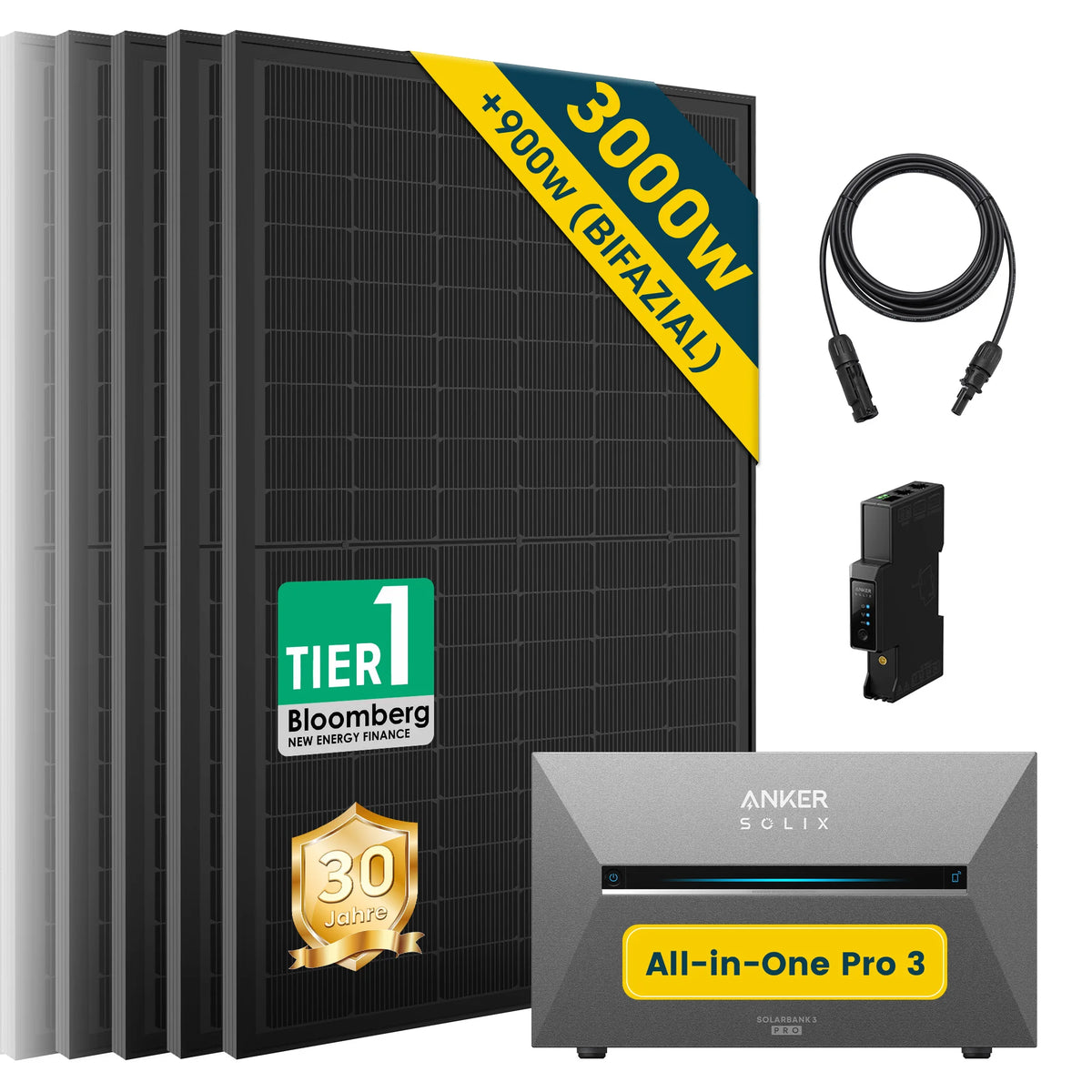 ALLDREI Balkonkraftwerk mit Speicher Anker Solix Solarbank 3 E2700 Pro 2,68kWh