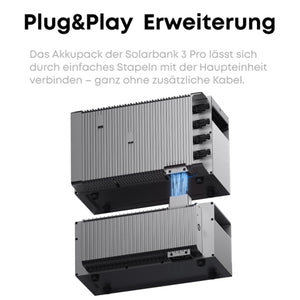 Anker SOLIX BP2700 Erweiterungsakku zeigt Plug&Play Erweiterung für Solarbank 3 Pro Akku.