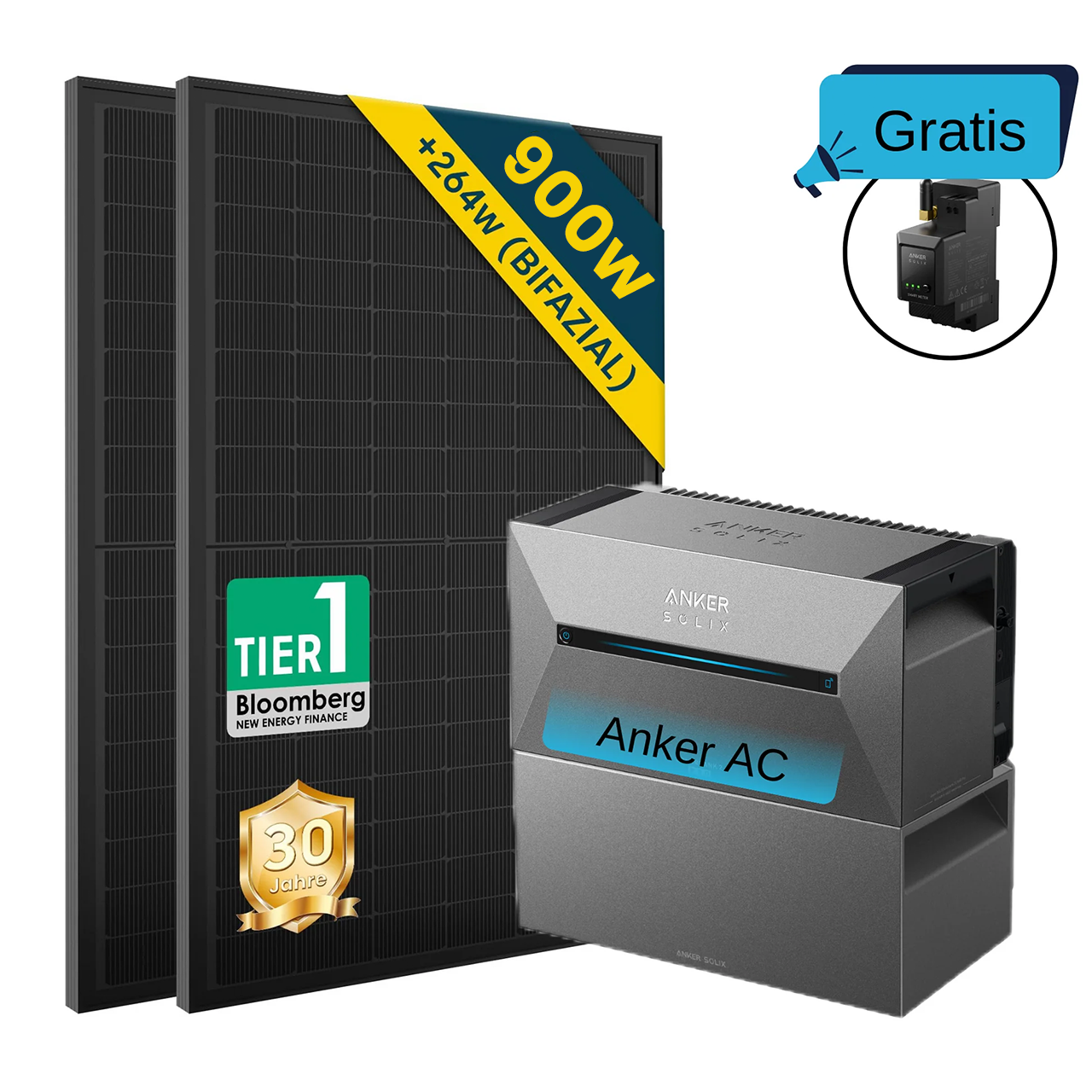 ALLDREl All-in-One Balkonkraftwerk mit Anker Solix Solarbank 2 E1600 AC System