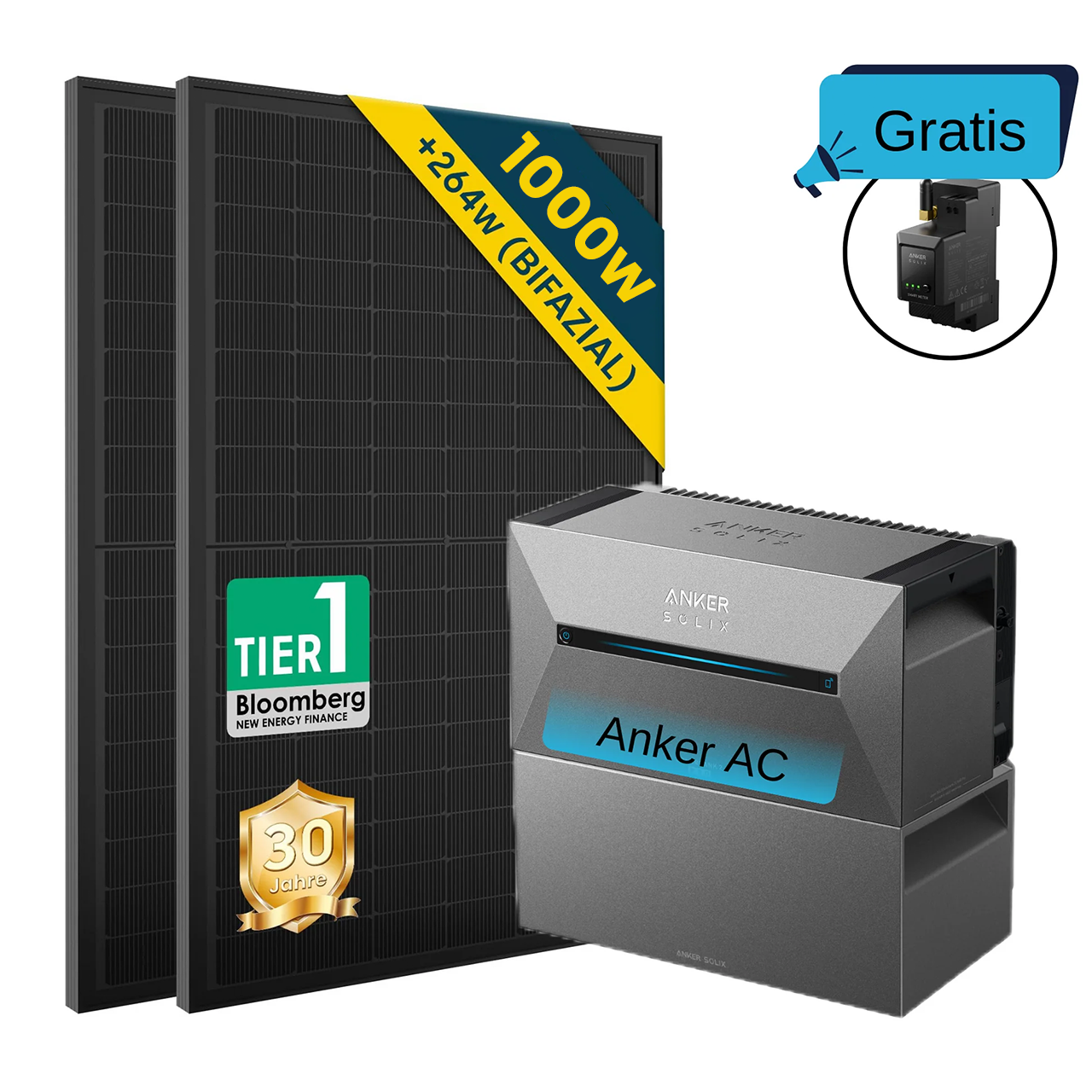 ALLDREl All-in-One Balkonkraftwerk mit Anker Solix Solarbank 2 E1600 AC System