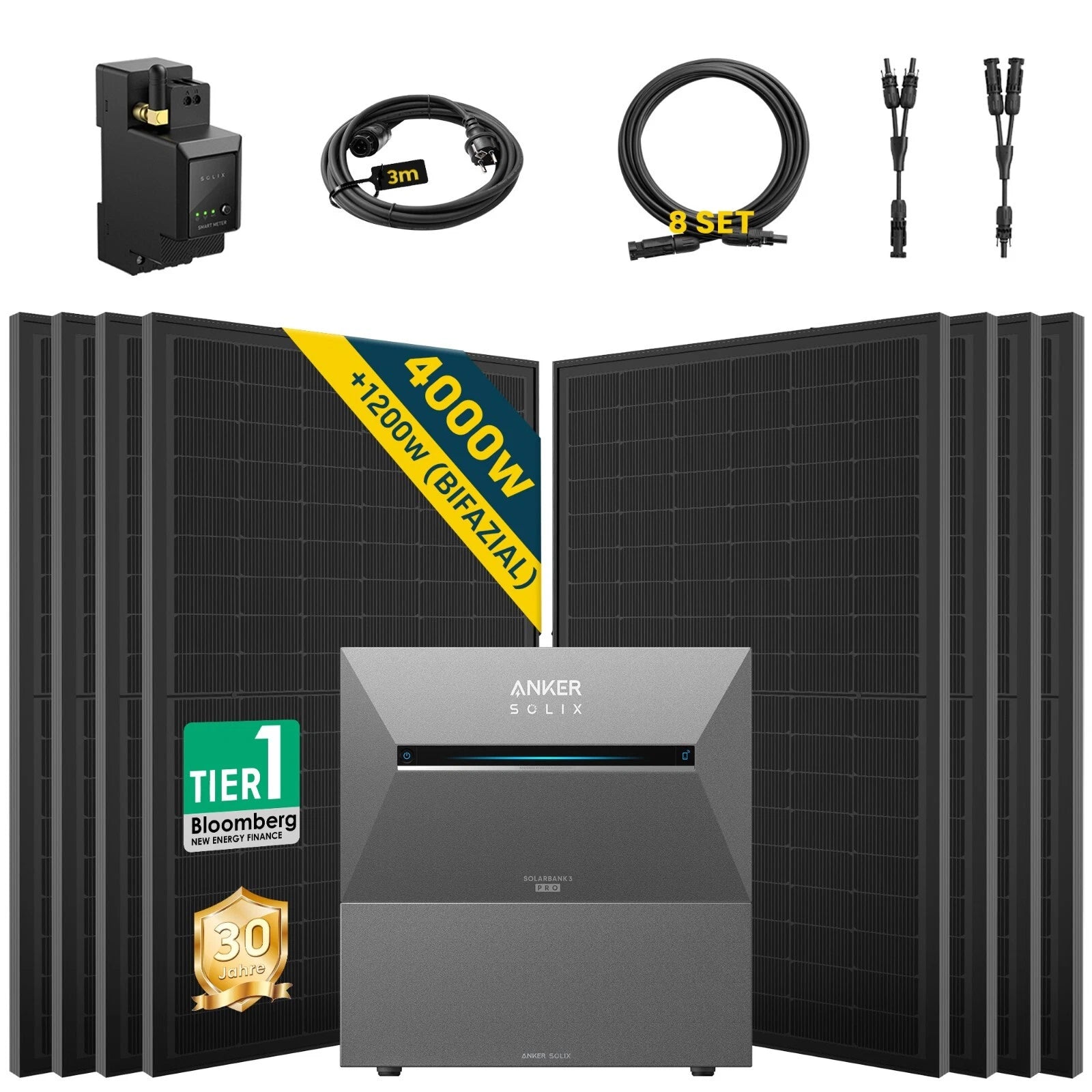 Anker Balkonkraftwerk 2000W Anker SOLIX Solarbank 3 E2700 Pro mit Smart Meter, (Smart Meter 4x Anker Balkonkraftwerk 2000W Anker SOLIX Solarbank 3 E2700 Pro mit Smart Meter, (Smart Meter 4x