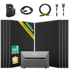 ALLDREI Balkonkraftwerk mit Speicher Anker Solix Solarbank 3 E2700 Pro 2,68kWh with solar panels and accessories.