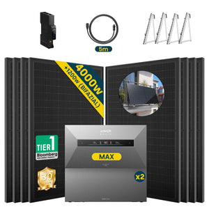 Anker SOLIX Solarbank MAX mit 4000W Solarmodulen und Zubehör für nachhaltige Energieversorgung