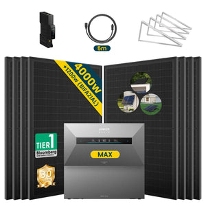 Anker SOLIX Solarbank MAX mit 4000W Solarmodul Set und Zubehör