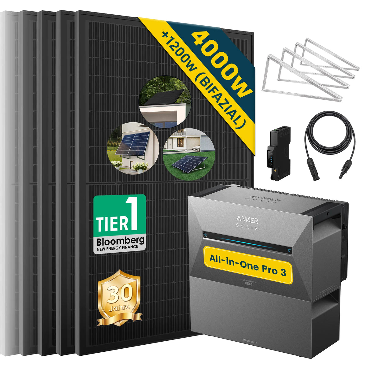ALLDREI Balkonkraftwerk mit Speicher Anker Solix Solarbank 3 E2700 Pro 2,68kWh