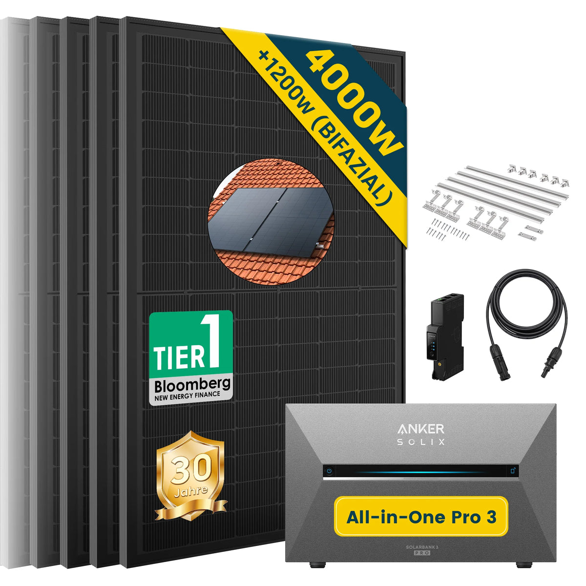 ALLDREI Balkonkraftwerk mit Speicher Anker Solix Solarbank 3 E2700 Pro 2,68kWh