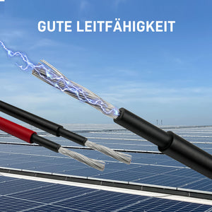 ALLDREI Solarkabel H1Z2Z2-K Verlängerungskabel für Solarmodule mit guter Leitfähigkeit, Rot und Schwarz.