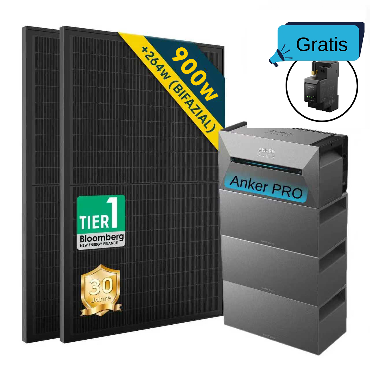ALLDREI All-in-One-Balkonkraftwerk mit Anker Solarbank 2 E1600 PRO System
