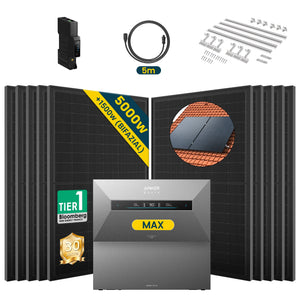 Anker SOLIX Solarbank MAX mit 500W Solarmodul Set und Zubehör für effiziente Energieversorgung